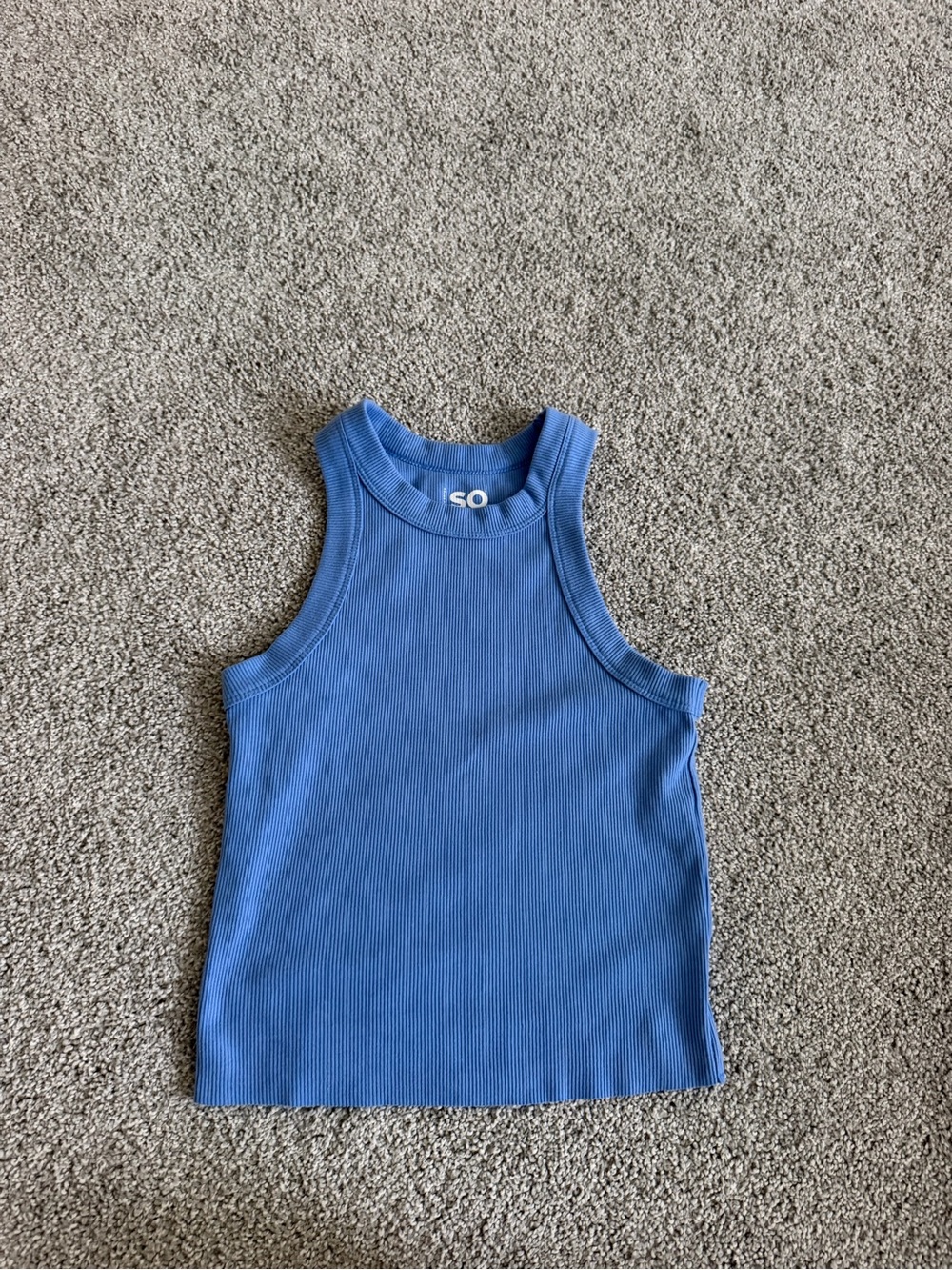 SO Blue Ribbed Tank Top